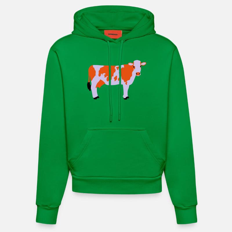 Vache 3 - Sweat à capuche bio ajusté fabriqué en UE - City Green