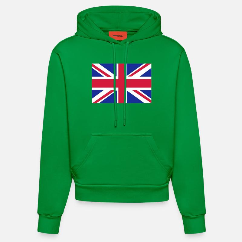 British flag - Sweat à capuche bio ajusté fabriqué en UE - City Green
