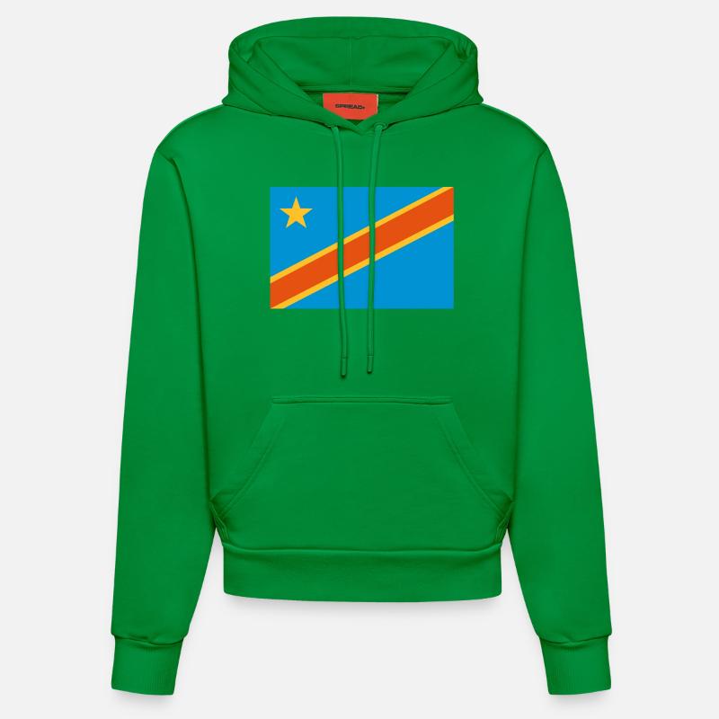 drapeau Congo Kinshasa - Congo flag - Sweat à capuche bio ajusté fabriqué en UE - City Green