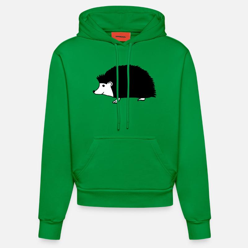hand drawn hedgehog - Sweat à capuche bio ajusté fabriqué en UE - City Green