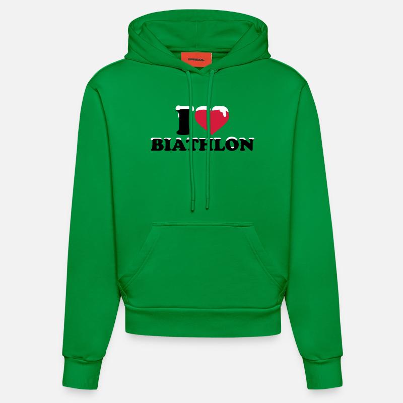 I love Biathlon - Sweat à capuche bio ajusté fabriqué en UE - City Green