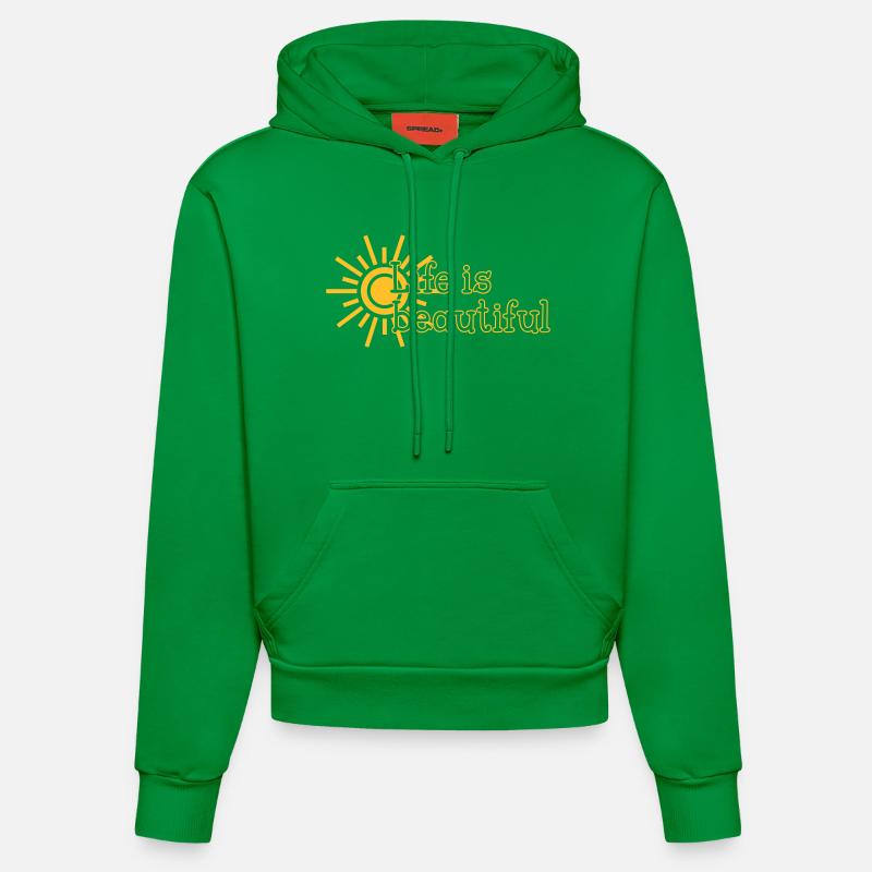 Life is beautiful - Sweat à capuche bio ajusté fabriqué en UE - City Green