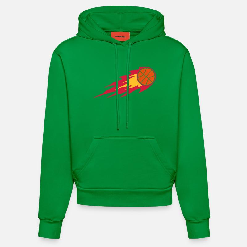 Basketball Fire Ball Logo - Sweat à capuche bio ajusté fabriqué en UE - City Green