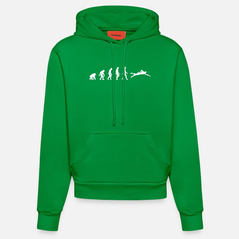 L'évolution de la natation - Sweat à capuche bio ajusté fabriqué en UE - City Green