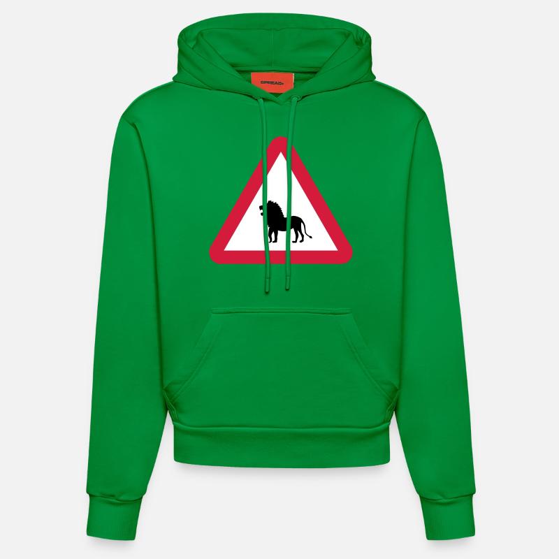 Attention Lion Avertissement - Sweat à capuche bio ajusté fabriqué en UE - City Green