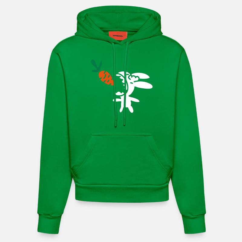 Bunny eats carrot - 3 - Organic Fitted Hoodie Made in EU - City Green