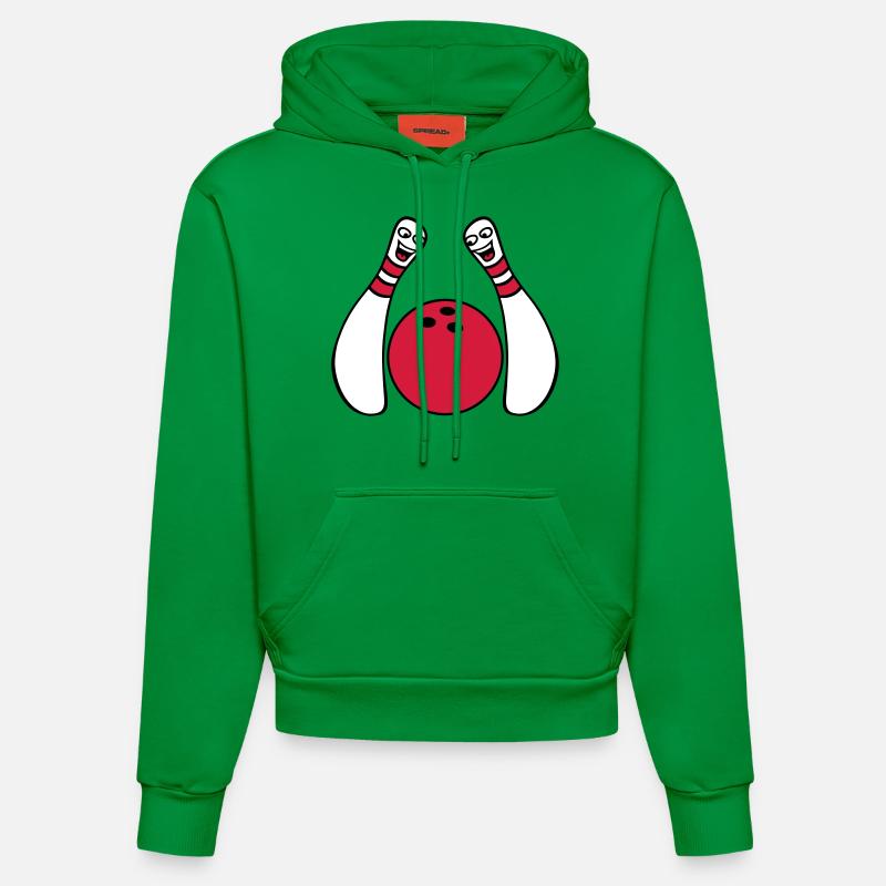 2 Cheeky Comic Bowling Pins - Sweat à capuche bio ajusté fabriqué en UE - City Green