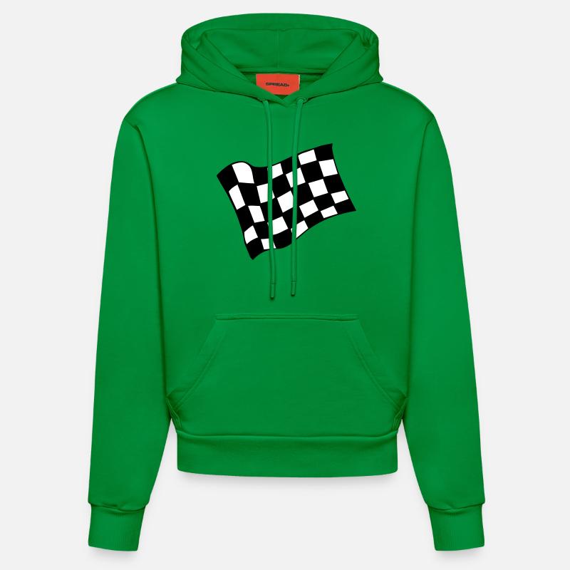 Racing Drapeau à damiers - Sweat à capuche bio ajusté fabriqué en UE - City Green