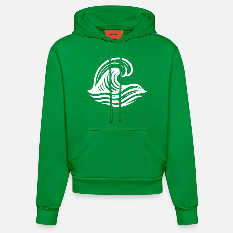 Symbole de vague Océan - Sweat à capuche bio ajusté fabriqué en UE - City Green