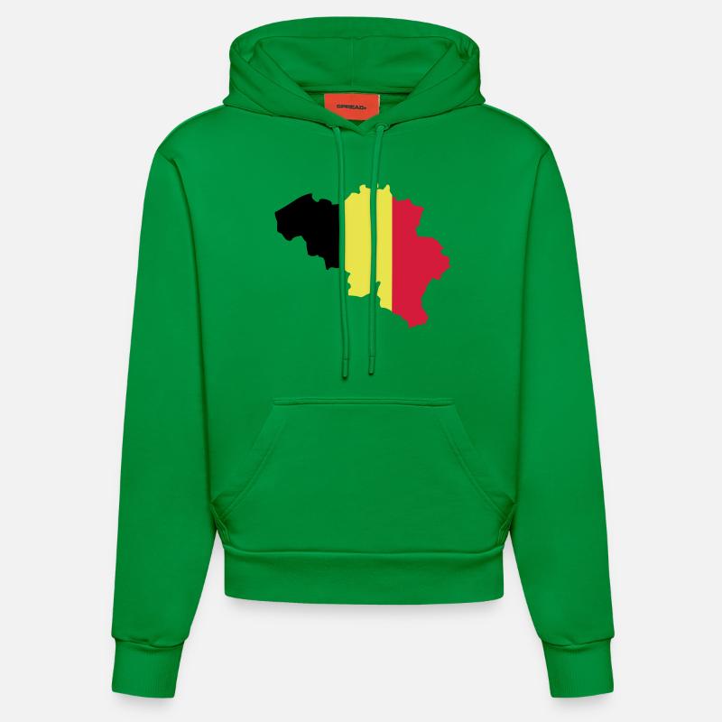 belgium drapeau map - Sweat à capuche bio ajusté fabriqué en UE - City Green
