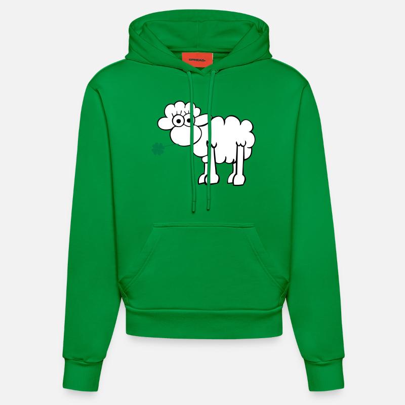 Les moutons avec du trèfle - Sweat à capuche bio ajusté fabriqué en UE - City Green