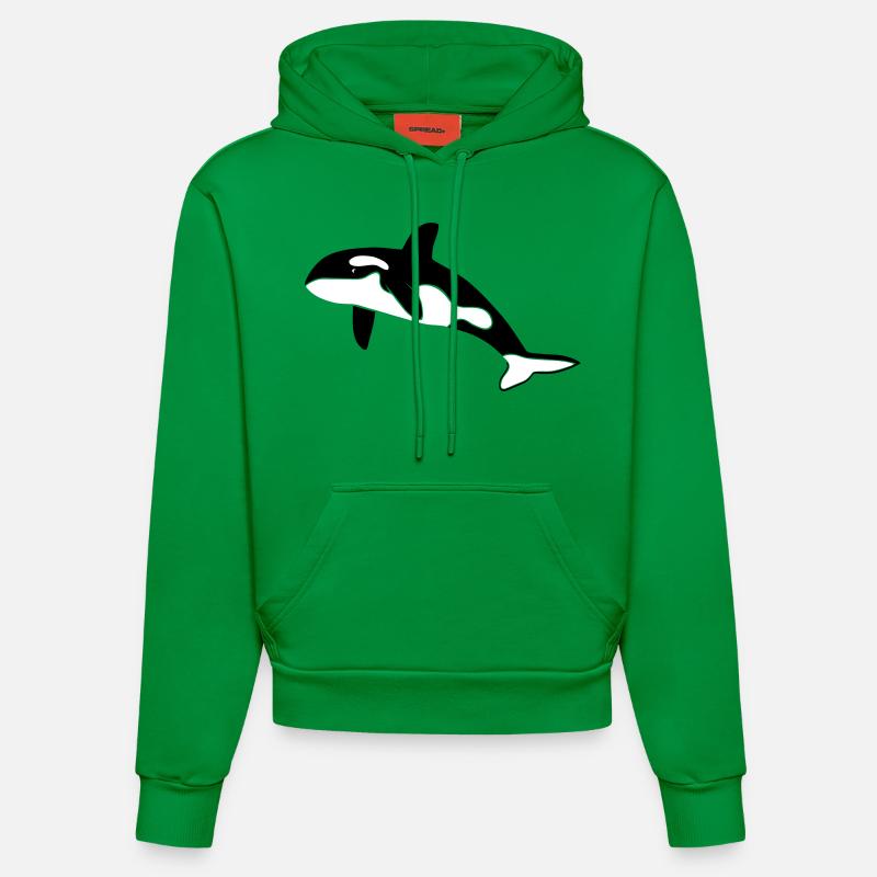 orca baleine cétacé dauphin - Sweat à capuche bio ajusté fabriqué en UE - City Green