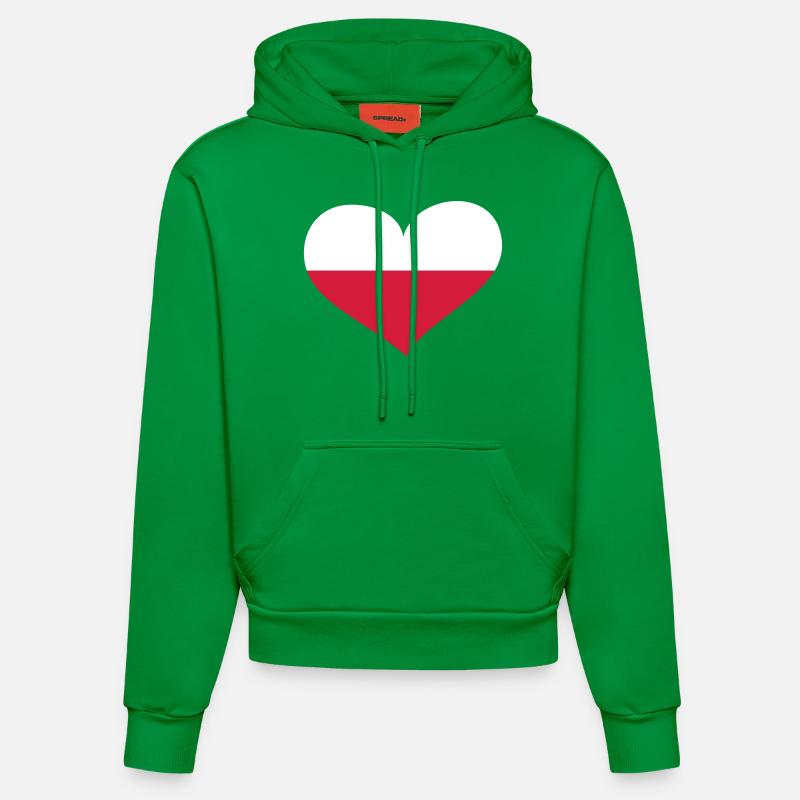 Polen Herz; Heart Poland - Sweat à capuche bio ajusté fabriqué en UE - City Green