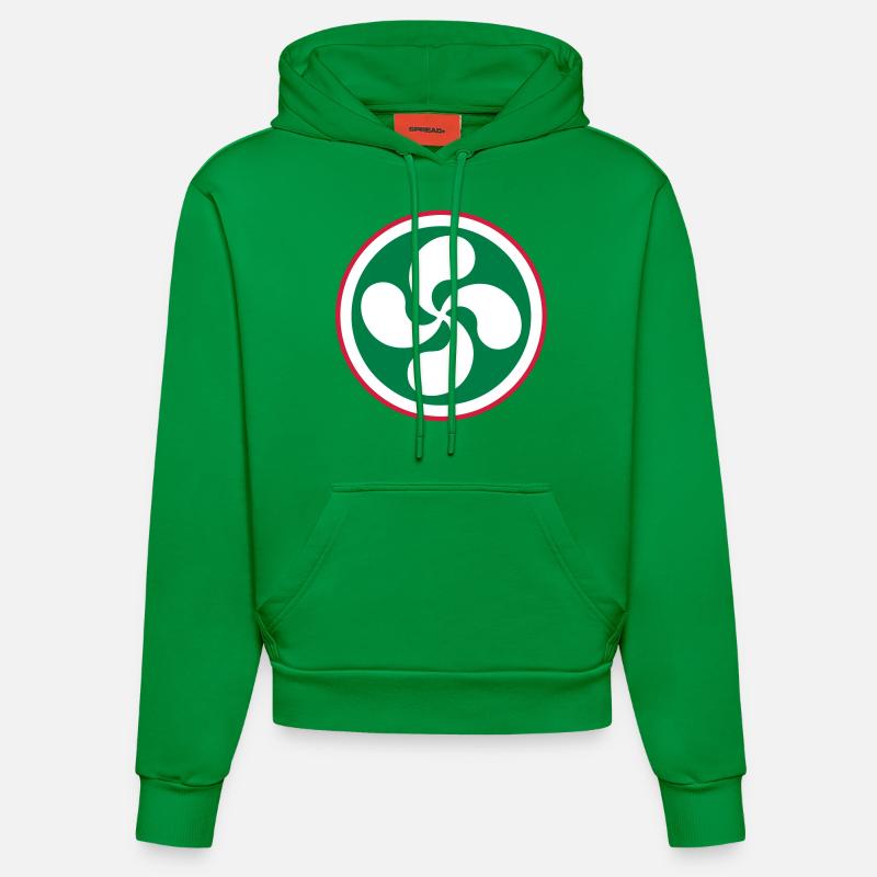 Croix du Pays Basque - Sweat à capuche bio ajusté fabriqué en UE - City Green