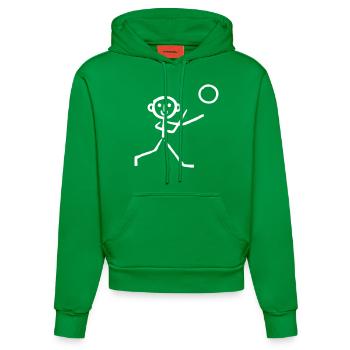 Handball stick figure - Organic Fitted Hoodie Made in EU - City Green - Front