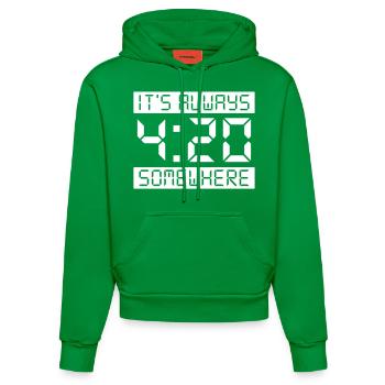 IT'S ALWAYS 4:20 SOMEWHERE - Organic Fitted Hoodie Made in EU - City Green - Vorne