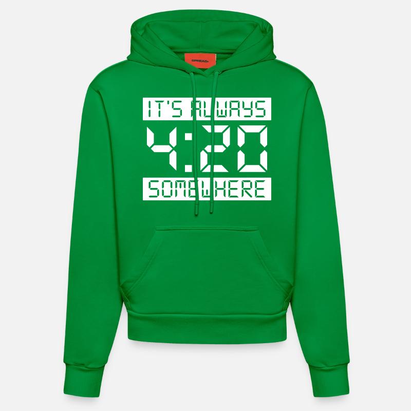IT'S ALWAYS 4:20 SOMEWHERE - Sweat à capuche bio ajusté fabriqué en UE - City Green