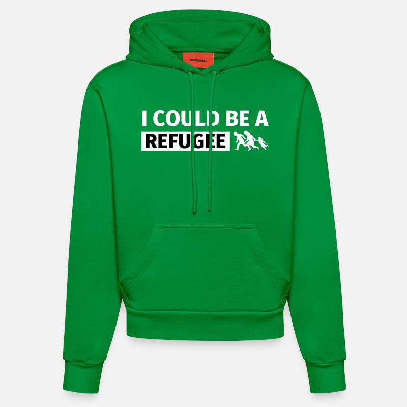 I could be a refugee - Sweat à capuche bio ajusté fabriqué en UE - City Green