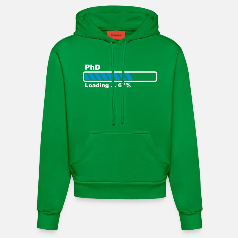 PhD Loading - Organic Fitted Hoodie Made in EU - City Green