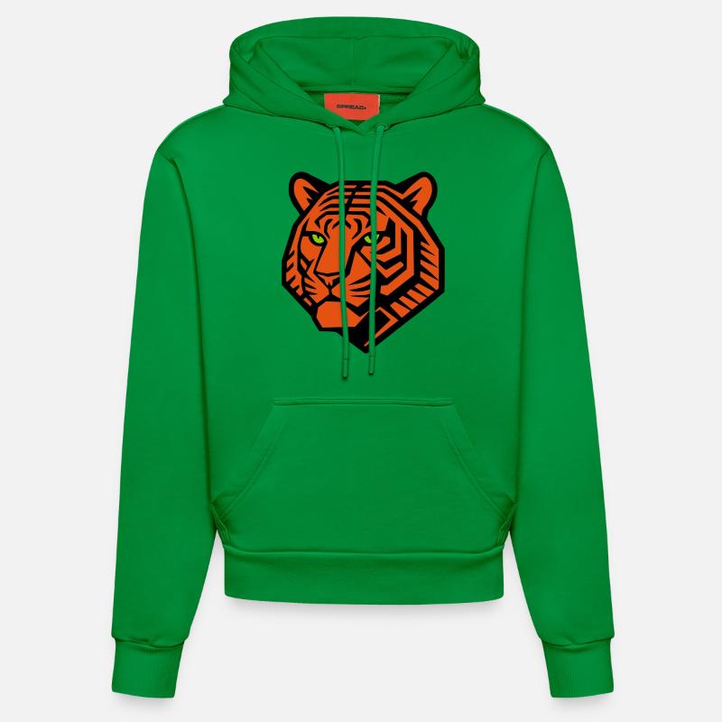 Tigre géométrique - Conception vectorielle - Sweat à capuche bio ajusté fabriqué en UE - City Green