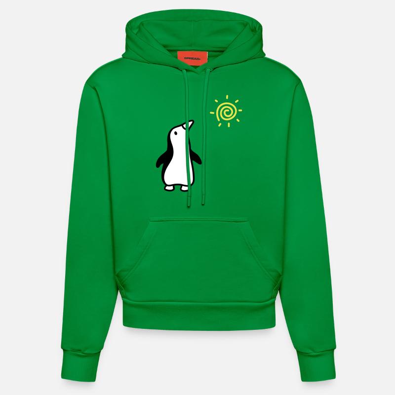 Penguin + soleil - Sweat à capuche bio ajusté fabriqué en UE - City Green