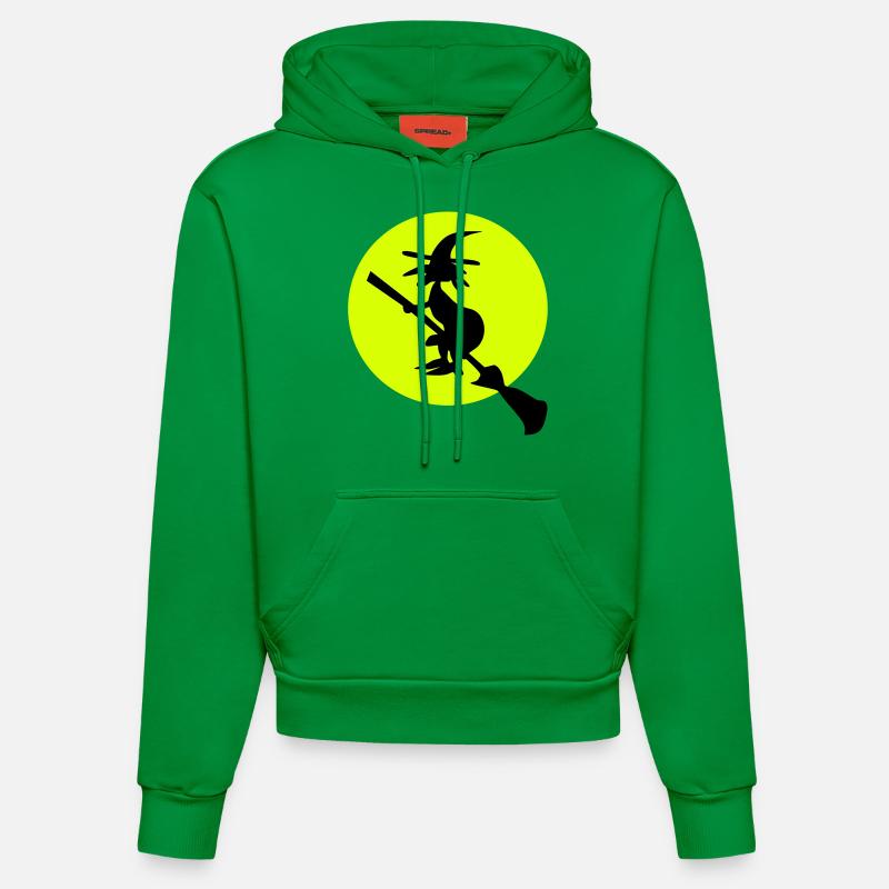 witch and full moon - Sweat à capuche bio ajusté fabriqué en UE - City Green