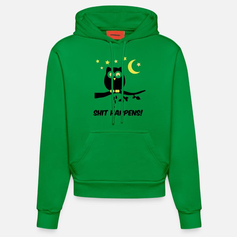 Owl Shit Happens 01 - Sweat à capuche bio ajusté fabriqué en UE - City Green