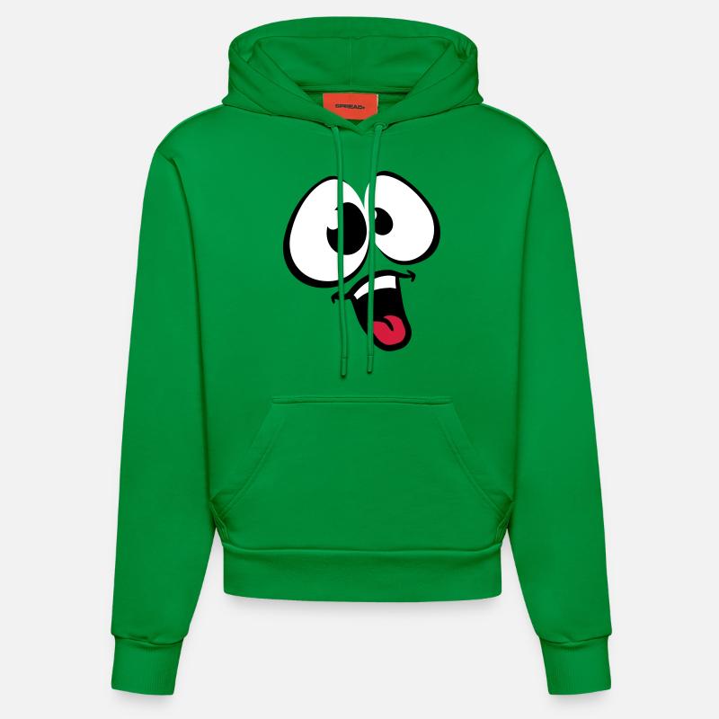Funny Comic Face - Sweat à capuche bio ajusté fabriqué en UE - City Green