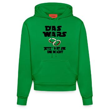 das wars - jetzt hat sie macht - Organic Fitted Hoodie Made in EU - City Green - Vorne