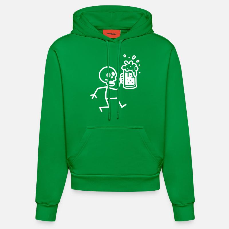 Squelette Bière Drôle - Sweat à capuche bio ajusté fabriqué en UE - City Green