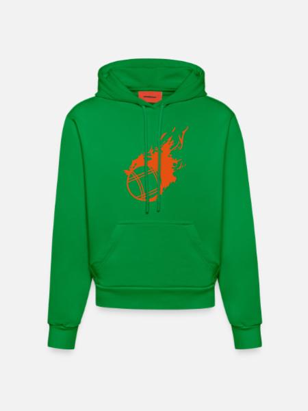 petanque ball flame fireball1 - Organic Fitted Hoodie Made in EU - City Green