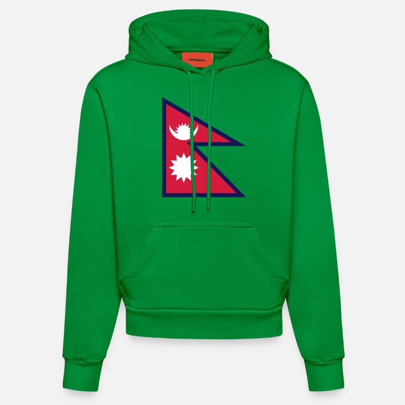 Drapeau du Népal - Sweat à capuche bio ajusté fabriqué en UE - City Green