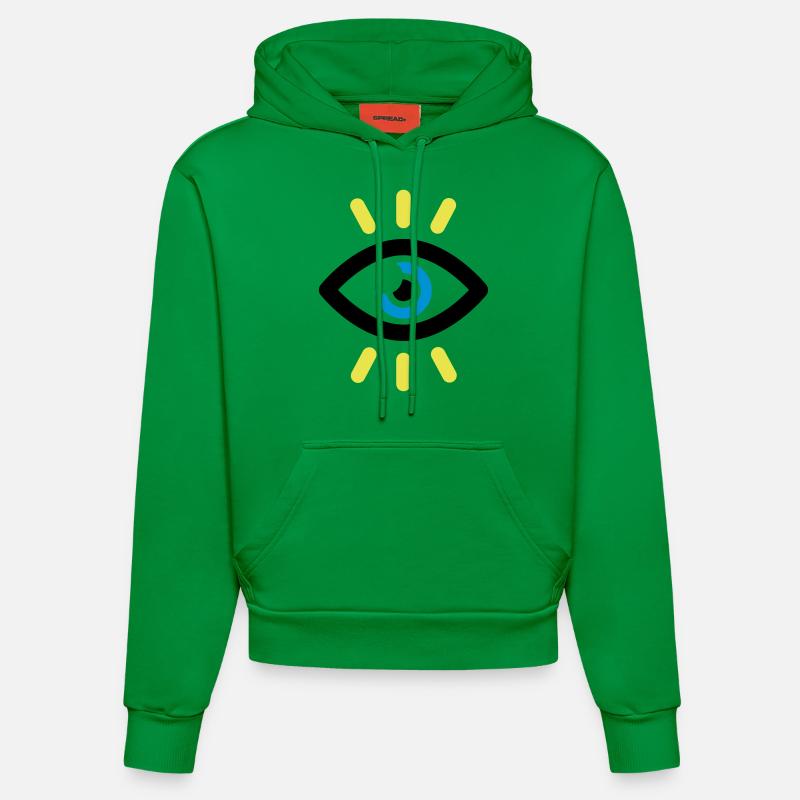 SYMBOLE OEIL OUVERT - Sweat à capuche bio ajusté fabriqué en UE - City Green