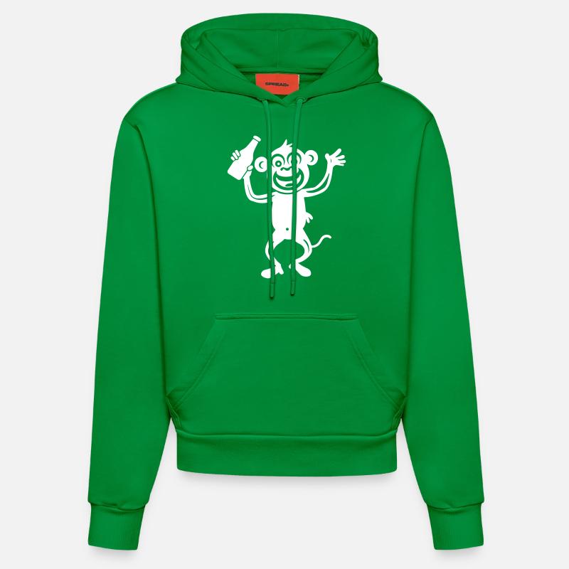 Bouteille de bière Monkey - Sweat à capuche bio ajusté fabriqué en UE - City Green