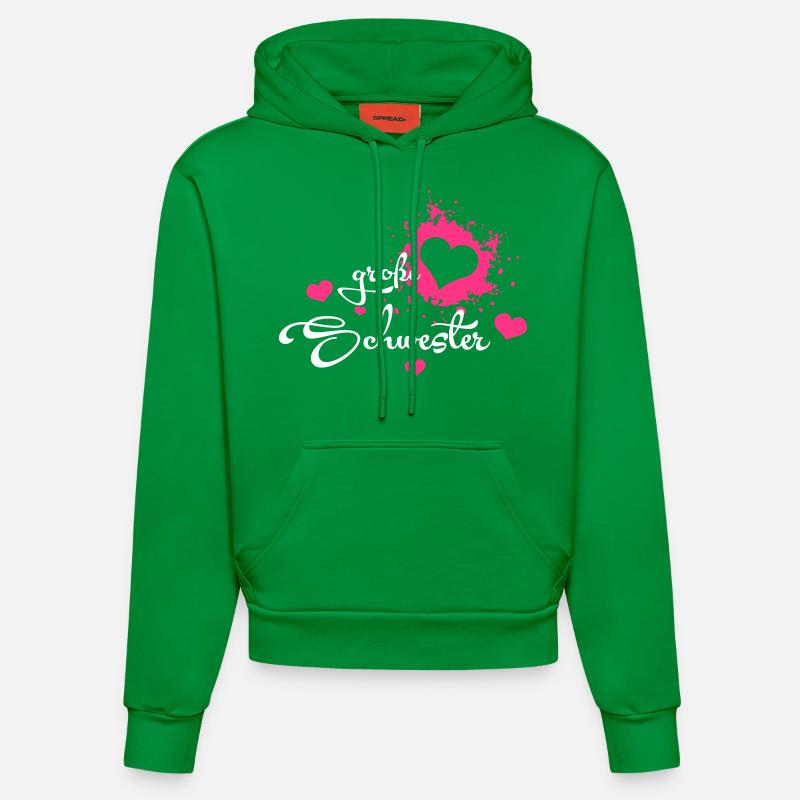 Große Schwester - Herzchen - Sweat à capuche bio ajusté fabriqué en UE - City Green