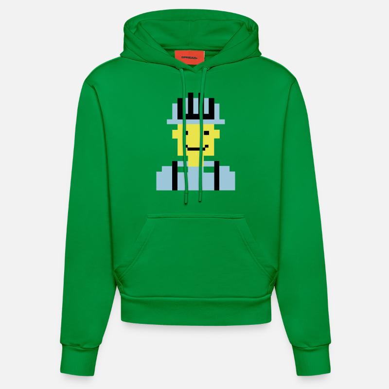 Ouvrier du bâtiment Pixel 01 - Sweat à capuche bio ajusté fabriqué en UE - City Green