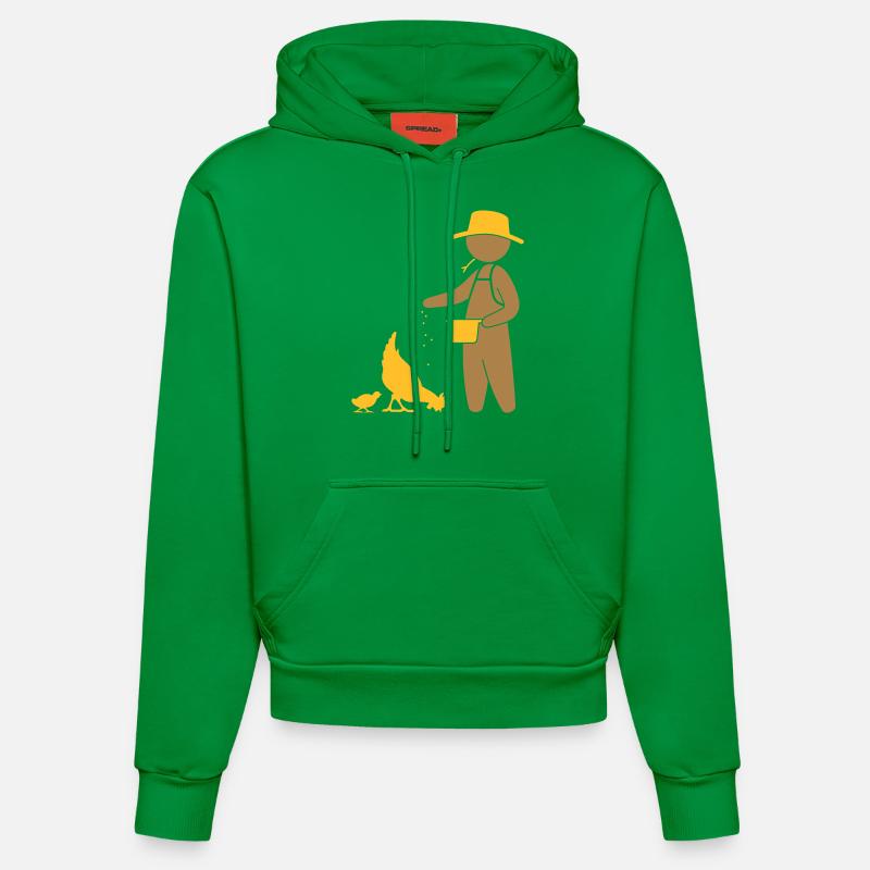 Fermier nourrir les poules - Sweat à capuche bio ajusté fabriqué en UE - City Green