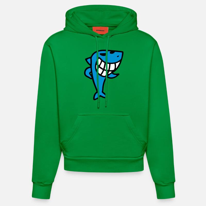 Grimaçant Shark - Sweat à capuche bio ajusté fabriqué en UE - City Green