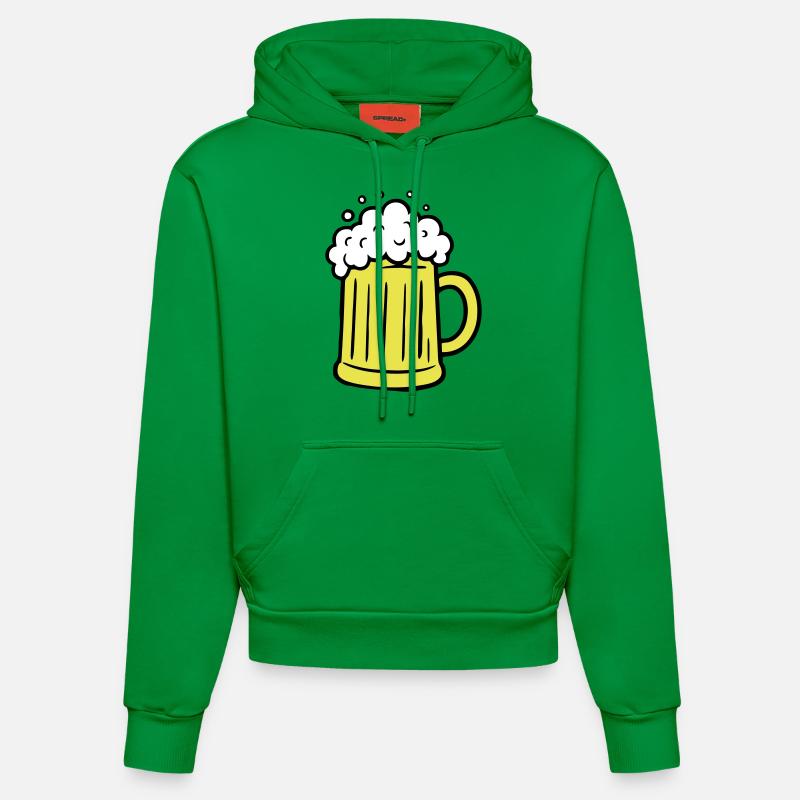 Bier Comic Bierglas - Organic Fitted Hoodie Made in EU - City Green