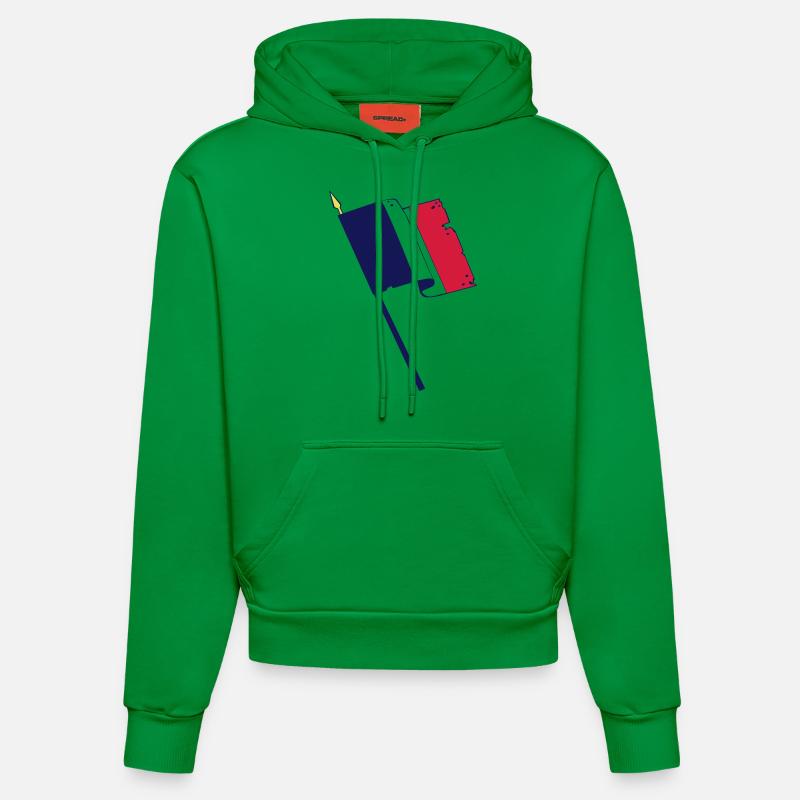 drapeau français - Sweat à capuche bio ajusté fabriqué en UE - City Green