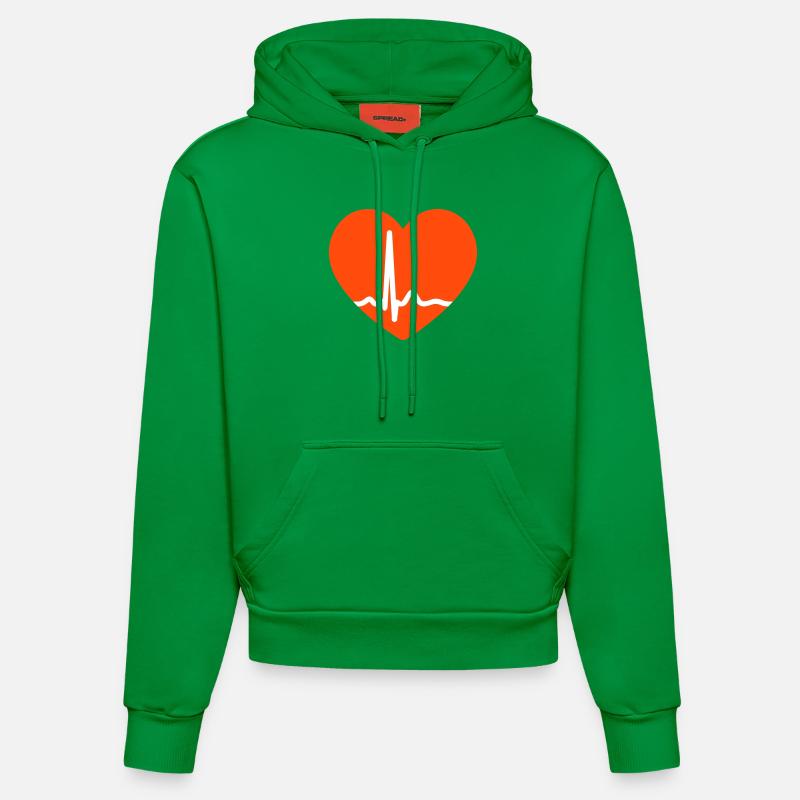 LIGNE ECG CŒUR - Sweat à capuche bio ajusté fabriqué en UE - City Green