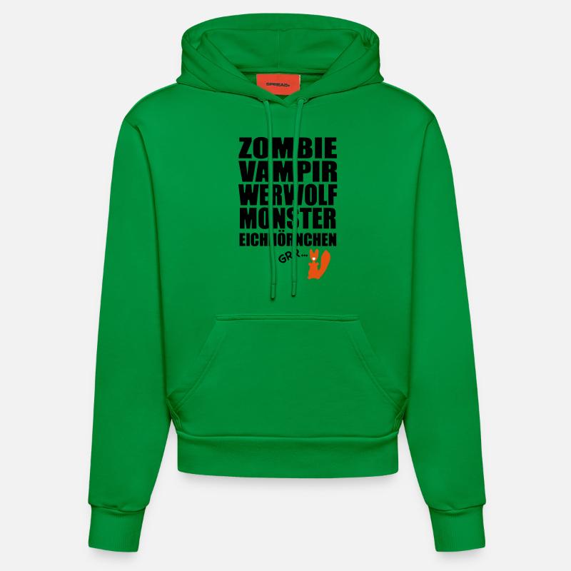 Écureuils Monster - Sweat à capuche bio ajusté fabriqué en UE - City Green
