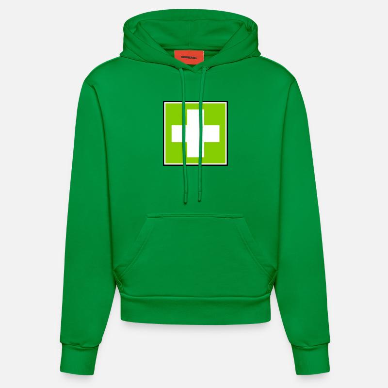 Première Croix de l'aide - Sweat à capuche bio ajusté fabriqué en UE - City Green