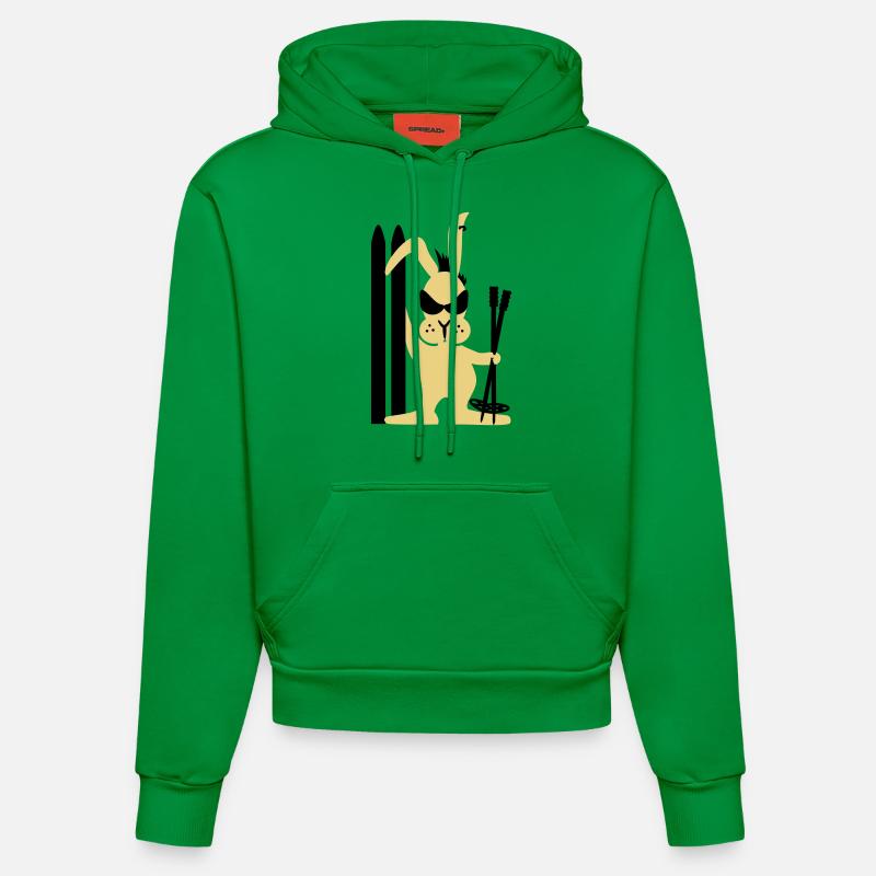 Skihase / ski bunny (3c) - Sweat à capuche bio ajusté fabriqué en UE - City Green