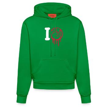 I Love Heavy Metal Hard Rock Music Hand Gesture Heart - Organic Fitted Hoodie Made in EU - City Green - Front