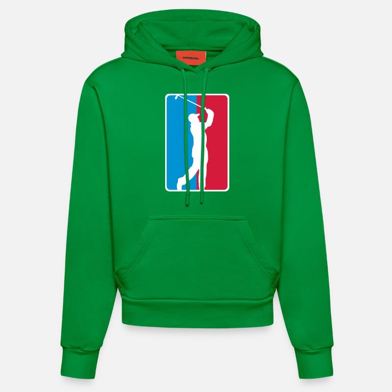 Golf Silhouette Logo - Organic Fitted Hoodie Made in EU - City Green