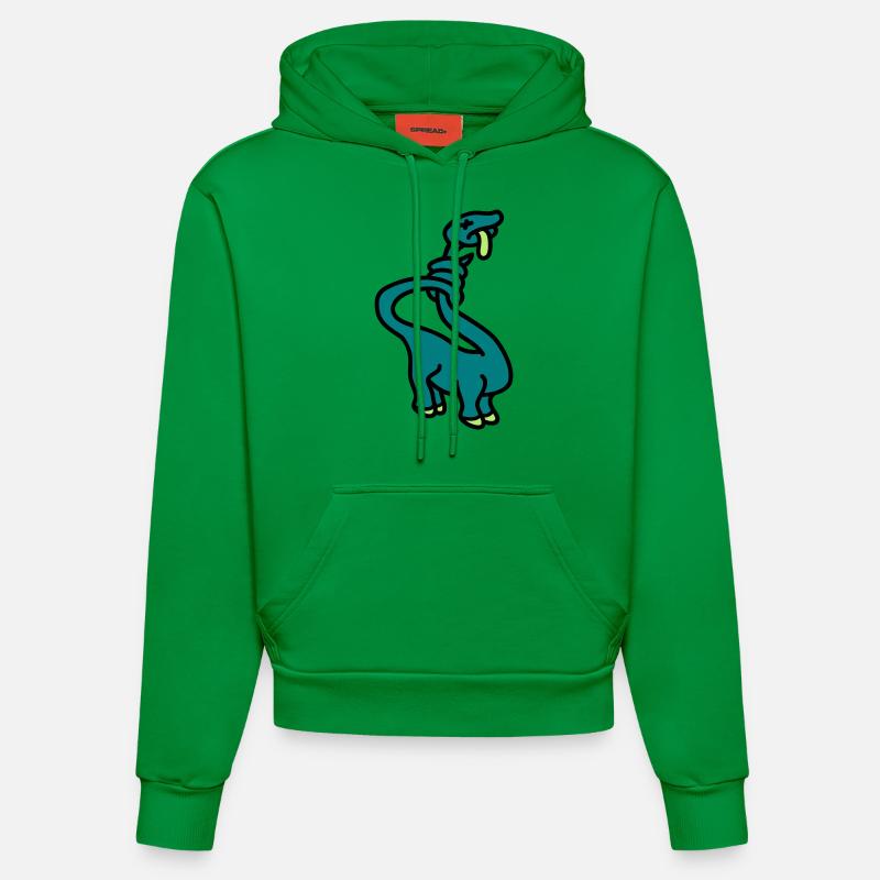 stranglesaurus_dino_3c - Sweat à capuche bio ajusté fabriqué en UE - City Green