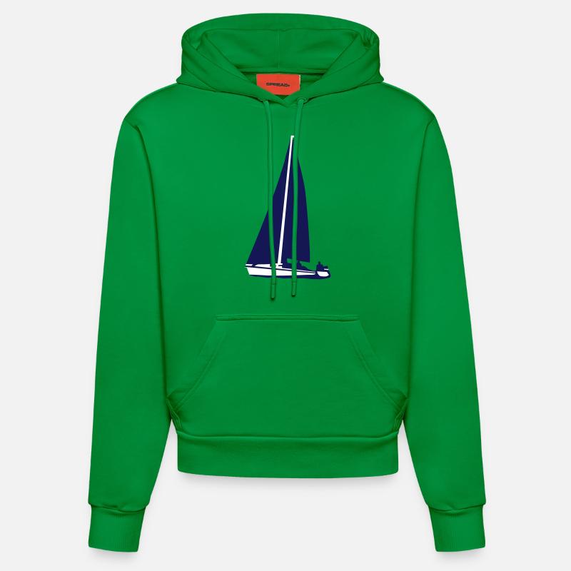voilier, voile - Sweat à capuche bio ajusté fabriqué en UE - City Green