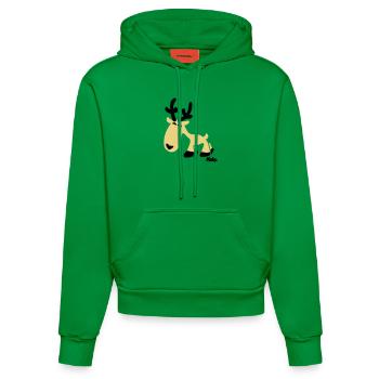 Rentier Rudi (c) - Organic Fitted Hoodie Made in EU - City Green - Vorne