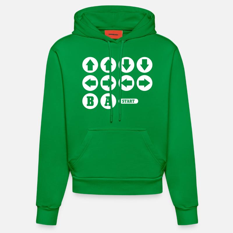 Cheat Code Video Game - Organic Fitted Hoodie Made in EU - City Green